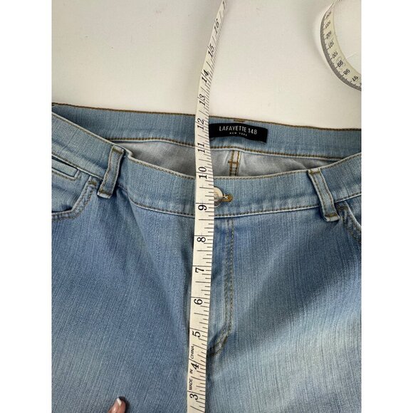 Lafayette 148 Light Wash Blue Denim Jeans Cropped Wide Leg Size 12 GUC READ - Picture 8 of 11